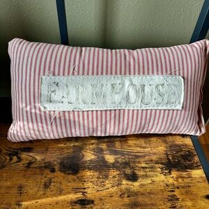 Red Striped Farmhouse Pillow Vintage Inspired